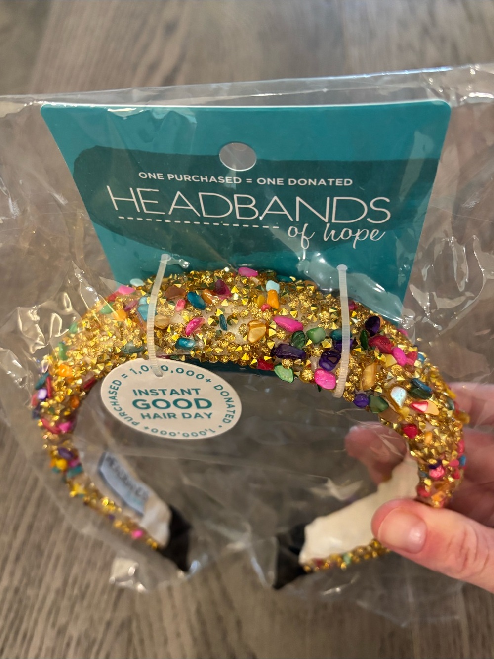 NEW Headbands of Hope Gold Multi-Color Confetti Headband